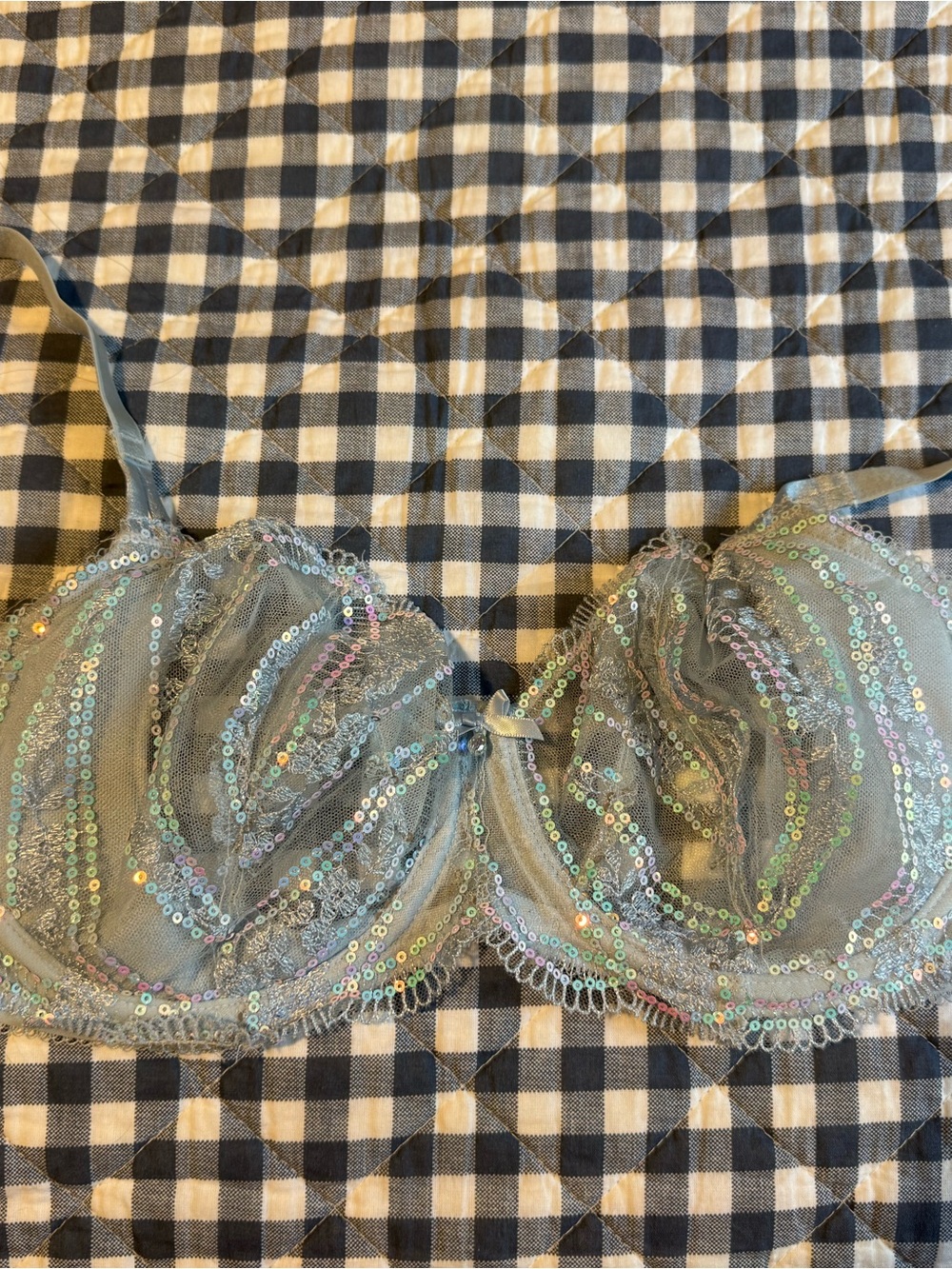 Sheer Sequin Lace Underwire Bra